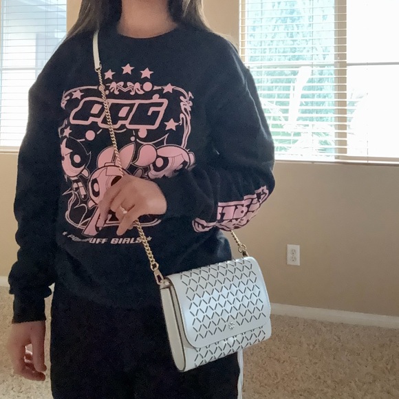 New Tory Burch Emerson Perforated Chain Wallet Crossbody Optic white - Picture 13 of 15